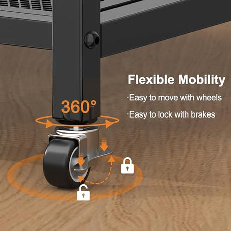 niffgaff Mobile Printer Stand with Large Desktop - 3 Tier Shelf, 24.4 Inch Height, Wooden Organizer for Home&Office, Black niffgaff