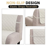 PrinceDeco Futon Slipcover Armless Futon Bed Cover Furniture Protector with Elastic Bottom Reversible Quilted Couch Cover Width Up to 70" Water Resistant Couch Cover for Pets,Ivory PrinceDeco