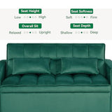 3 in 1 Convertible Sleeper Sofa Bed, Futon Couches for Living Room with Side Pocket | Adjustable Backrest| Velvet Fabric | Pull Out Couch | Love seat Sofa|2-seat Sofa Bed (Green) Generic