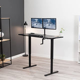 VIVO Manual Height Adjustable 60 x 24 inch Stand Up Desk, Black Solid One-Piece Table Top, Black Frame, Standing Workstation with Foldable Handle, DESK-KIT-MB6B VIVO