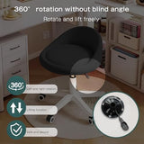 Timbertouch Swivel Rolling Stool with Wheels, Height Adjustable PU Leather Drafting Chair, Round Seat for Salon, Spa, Tattoo, Office, Home Use Black Set of 1 Timbertouch