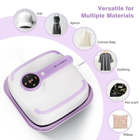 KEINVE 10"x10" Heat Press Machine for T-Shirts, Fast Heating with Timer & Auto Shut-Off, DIY Iron-On Transfer Press for Clothes & Bags - Purple 2026 Update KEINVE