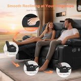 MOSGAT RV Loveseat Recliner Sofa, Reclining Loveseat Home Theater Seating with USB Ports, Cup Holders, Insert Pockets, Wall Hugger RV Recliners for Movie Room, Recline Movie Seats Gaming Sofa, Black