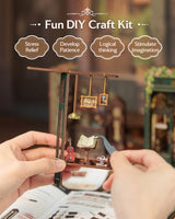 CUTEBEE Book Nook Kit, DIY Miniature House Kits for Adult and Teens, Bookend Diorama with LED, 3D Wooden Puzzle, Mini Booknook Bookshelf Insert Decor, Crafts Hobbies Gifts for Adults（Owl Bookstore
