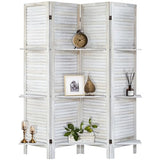 AMBITION LAND Room Divider with Shelves, Privacy Screen, Room Dividers and Folding Privacy Screens, 4 Panel Wood Temporary Wall Partition Separation Separator, Coconut AMBITION LAND