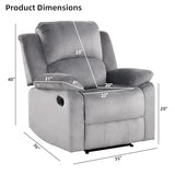 EBELLO Classic Manual Recliner Chair, Soft Microfiber Recliner Sofa with Overstuffed Arms and Back Single Reclining Couch for Living Room, Bedroom, Grey