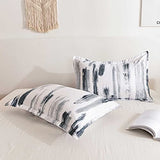 Nanko King Comforter Set 3pc, Art Grey White Printed Pattern Reversible Down Alternative Microfiber Bedding - All Season Duvet and 2 Pillowcases Bed Sets Modern for Women Men, Size 104 x 90 Gray Nanko