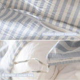 MooMee Striped Duvet Cover Set 100% Washed Cotton Linen Like Textured Breathable Durable Soft Comfy (Cornflower Blue White Classic Stripes, King 104"x90") MooMee