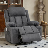GAOHAPY Rocker Recliner Chair with Heat and Massage,360°Swivel Nursery Recliner Chair for Adults,Modern PU Leather Recliner Single Sofa Seat with 2 Cup Holders and Side Pocket (Grey)
