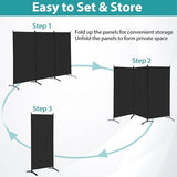SUPER DEAL Room Divider, 6 Ft Folding Privacy Screens, 3 Panel Portable Room Partition Separator with Wide Metal Stands Freestanding Temporary Wall for Home, Office, Bedroom, 101" W X 72" H, Black SUPER DEAL