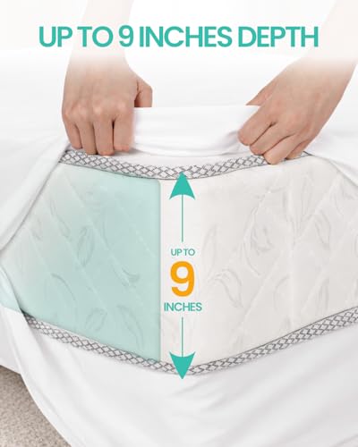 60"x80" Queen Mattress Protector(6-10 in. Deep) Waterproof Mattress Cover Zippered Soft Breathable Skin-Safe Encasement for Queen Bed Sheets WINKAURA