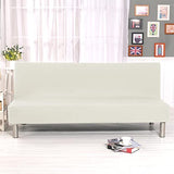 Stretch Futon Cover Armless Sofa Slipcover Foldable Sofa Bed Covers with Elastic Band, Machine Washable (Beige) Sokamore