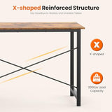 Sweetcrispy 40 Inch Computer Desk with Drawers for Home Office, Writing Desk with X-Shaped Reinforcement, Wood Table with Adjustable Position Drawers, Modern Study Work Table with Side Hook, Rust Sweetcrispy