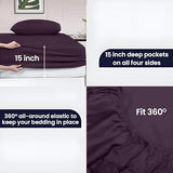 SGI 1000 Thread Count Egyptian Cotton King Sheet Set – Ultra Soft, Deep Pocket 15” Fitted, Breathable & Hotel-Quality,Luxury 4-Piece Premium Bedding Set for Crisp, Durable Comfort – Plum SGI bedding