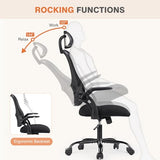 Sweetcrispy Home Office Managerial Executive Chair, High-Back Mesh with Adjustable Headrest, Flip-up Armrest Comfortable Lumbar Support, Comfy Arms for Bedroom,Study,Student Sweetcrispy