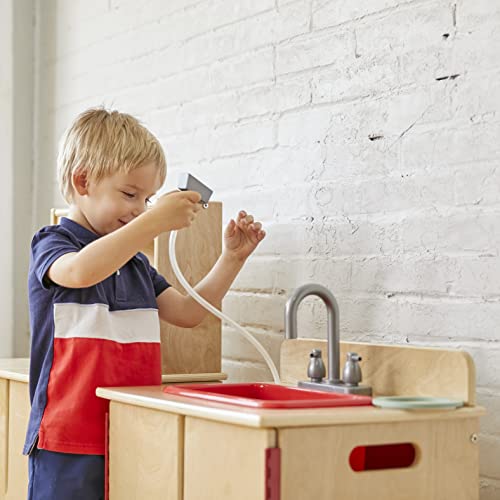 ECR4Kids Play Kitchen Sink, Wooden Playset, Natural