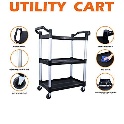 Abacad Plastic Utility Cart with Wheels Lockable, Heavy Duty Restaurant Cart, Service Cart for/Home/Office/Warehouse/Kitchen/Workshop,390 Lbs,2 - WoodArtSupply