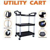 Abacad Plastic Utility Cart with Wheels Lockable, Heavy Duty Restaurant Cart, Service Cart for/Home/Office/Warehouse/Kitchen/Workshop,390 Lbs,2 ABACAD
