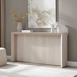 Henn&Hart 56" Fluted Wooden Rectangular Console Table Ribbed Entryway Table, Sofa Table for Entryway, Living Room, Couch, Hallway, or Office, Beech White Henn&Hart