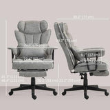 HOMCOM Executive Office Chair, 400LBS Big and Tall Office Chair with Foot Rest, Microfiber Computer Desk Chair with Lumbar Support, Reclining Function and Wide Seat, Gray HOMCOM