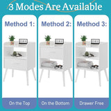 White Nightstand with Open Shelf,Small Night Stand Bedroom Bedside Table with Drawer Storage,Side Table End Table with Solid Wood Feet,Mid Century Night Stands for Office Home Sofa Couch(White) Huhote