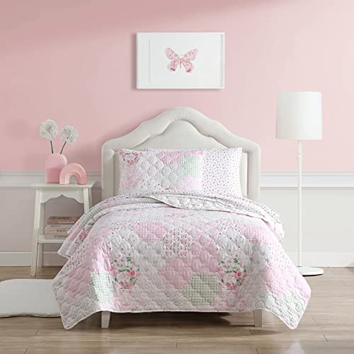 Laura Ashley Kids - Twin Quilt Set, Reversible Kids Bedding with Matching Sham(s), Ideal for Toddler Bedding Set, Ideal Girl Room Essentials, Coquette Room Decor (Ellyn Pink, Twin) Laura Ashley