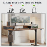 Klicelor 55 Inch Electric Standing Desk with Drawers, Adjustable Height Small Sit Stand Desk for Home Office, Compact Computer Workstation with Storage– Rustic Brown Klicelor
