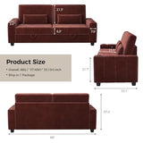 COPIAE Loveseat Sofa, Larger Couch Velvet Fabric with Storage, Charging Ports, Heightened Backrests, Removable Cover Modern Comfy Couches Easy Assembly for Living Room, 88 Inch Burgundy COPIAE