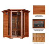 Radiant Saunas BSA1312 3-Person Cedar Corner Infrared Sauna w/ 7 Carbon Heaters Blue Wave