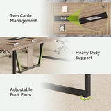 LITTLE TREE 8FT Conference Table for 10 People, Large Meeting Table, Modern Wooden Conference Room Table with Cable Management, Business Training Table with Strong Metal Legs for Office, Maple Color LITTLE TREE