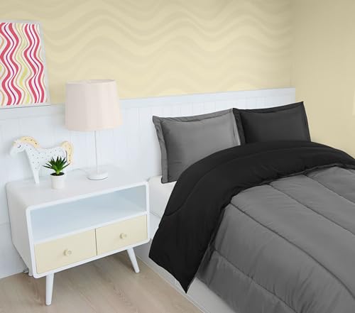Utopia Bedding Black/Grey Kids Comforter Set with 2 Pillow Shams, 3 Piece Soft Microfiber Twin Bed Comforter with Pillow Shams, Printed Kids Bedding for Boys and Girls, Breathable, Easy Care Utopia Bedding