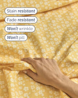 Floral Sheets - Yellow Floral Bed Sheet Set - 1 Flat, 1 Fitted & 2 Pillowcases w/ Deep Pockets - Comfy, Wrinkle & Fade Free - Boho Botanical Bedding - Ultra-Soft, Breathable & Cooling - Queen Size Set CGK Unlimited