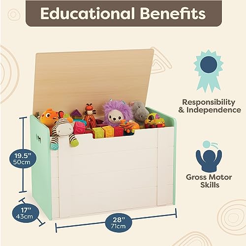 B. toys- B. spaces- Tidy Toybox- Furniture for Toddlers- Wooden chest-Toy Box- Wooden Storage Bench & Organizer- 3 Years +
