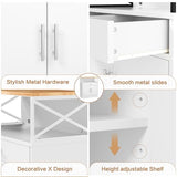 Shintenchi Kitchen Buffet Cabinet with Adjustable Shelf, Modern Kitchen Storage Cabinet,Farmhouse Coffee Bar Cabinet（White） Shintenchi