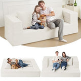 Cansunna Futon Sofa Bed with Pillow, 3-in-1 Sleeper Sofa Bed with Removable Cover, Convertible Floor Sofa Bed, No Assembly Boneless Couch for Living Room, Bedroom Cansunna