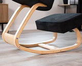 VIVO Wooden Rocking Kneeling Chair, Ergonomic Home Office Stool Posture Seat, Thick Black Cushions, Light Wood Frame, CHAIR-K04R VIVO