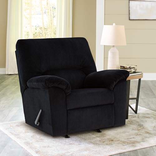 Signature Design by Ashley SimpleJoy Casual Rocker Recliner with Pillow-Top Armrest, Black