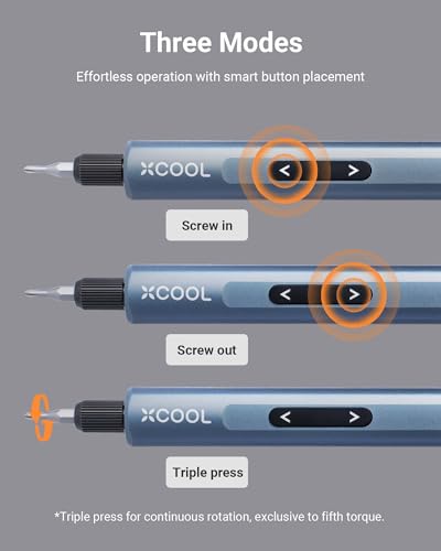 XCOOL Mini Electric Screwdriver, 52-in-1 Precision Electric Screwdriver 400RPM with 5 Torque Settings, 48 Drill Bits, Pry Bar, Led and Tweezers, Electric Precision Screwdriver Kit for Pc Buil - WoodArtSupply