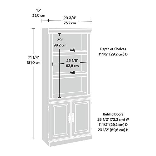 Sauder Heritage Hill Library with Doors/Book shelf, L: 29.80" x W: 12.99" x H: 71.26", Classic Cherry finish - WoodArtSupply