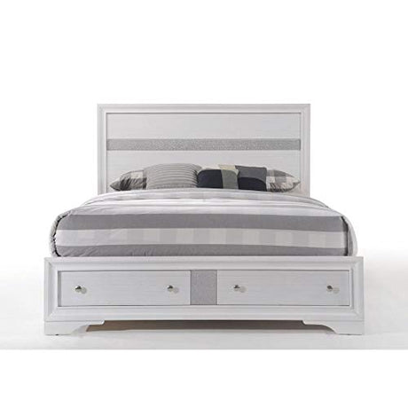 Acme Naima Queen Wooden Storage Bed in White ACME Furniture