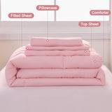 Wowelife Pink Toddler Bedding Set for Girls Toddler Bedding 4 Pieces Boho Tufted Comforter with Ruffles Design Toddler Girl Bed Set with Comforter, Fitted Sheet, Flat Sheet and Pillowcase Wowelife