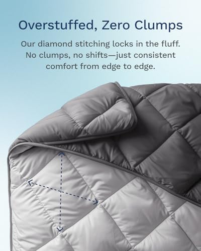 ViscoSoft Twin/Twin XL Down Alternative Comforter – All Season Cooling Breathable Microfiber Duvet Insert, Soft Quilted Reversible Blanket, Light Gray/Dark Gray ViscoSoft