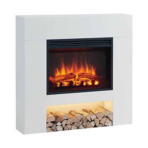 LegendFlame® Georgia Electric Fireplace with 37" Mantel Surround and Jaden 23" Insert, Cream White Finish Legend Flame