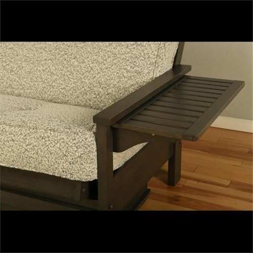 Kodiak Furniture Alamosa Wood Futon Set - Sofa Sleeper Frame with Mattress Included in Charcoal Gray Color - WoodArtSupply