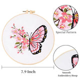 LB Butterfly Embroidery Kit for Beginners Adults, 3 Sets Hand Embroidery Starter Kit with Flower Pattern and Instructions Stamped Cross Stitch Kits Include Embroidery Hoop Needles Threads Scissors