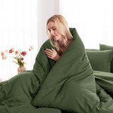 CozyLux Queen Comforter Set Olive Green, 7 Pieces Bed in a Bag Queen Comforter Set with Sheets, Bedding Sets with Down Alternative Comforter, Fitted Sheets, Flat Sheets, Pillow Shams and Pillowcases CozyLux