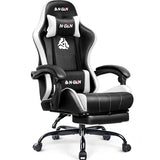 N-GEN GAMING Video Gaming Chair with Footrest Lumbar Support for Home Office High Back Recliner Height Adjustable Ergonomic Comfy Leather Computer Desk Chair (White) N-GEN GAMING