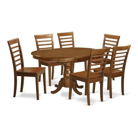 East West Furniture POML7-SBR-W 7 Piece Kitchen Table & Chairs Set Consist of an Oval Dining Table with Butterfly Leaf and 6 Dining Room Chairs, 42x60 Inch, Saddle Brown East West Furniture