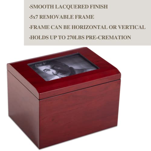 Deering Moments Solid Wood Cremation Urn with Picture Frame, up to 260lb - WoodArtSupply