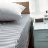 VM VOUGEMARKET Blue Striped Fitted Sheet Twin with 15" Deep Pocket (Without Pillowcases),100% Cotton Single Fitted Bottom Sheet Soft& Breathable-Twin,Stripe VM VOUGEMARKET